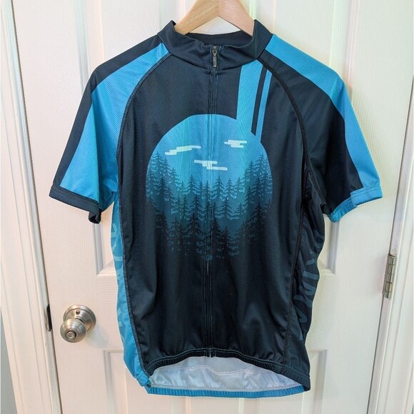 Primal Men's Cycling Jersey Full Zip Forest Trees Blue Large - Picture 11 of 11